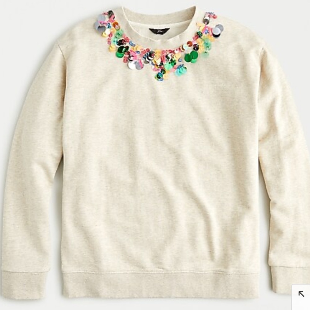 J Crew Mermaid Embellished Fleece Sweatshirt